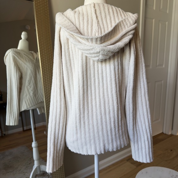 Sonoma Life Style Cream Knit Hoodie Sweater Textured Pullover Casual - Picture 2 of 5